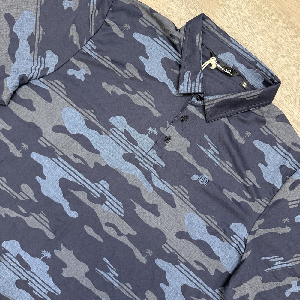 NWT TRAVIS MATHEW Beachside Stealth Polo Shirt Blue Nights Camo Size 3XL